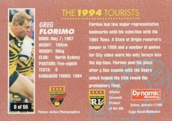 1994 Dynamic Kangaroo Heroes #8 Greg Florimo Back